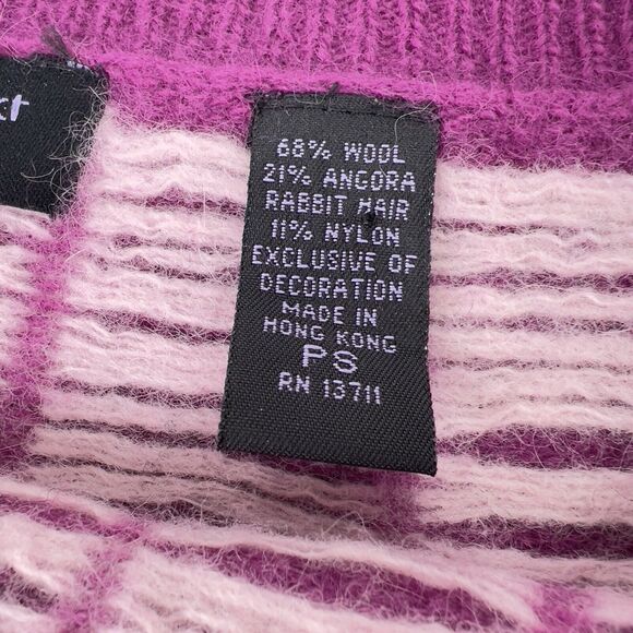Vtg Wool & Angora Fair Isle Sweater Sz PS Pink Charcoal Gray Sequins Ultra‎ Soft - Picture 8 of 14